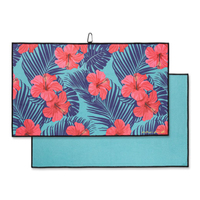 Serviette de golf compacte en microfibre gaufrée, personnalisée par sublimation, pour le nettoyage des balles, avec œillet et mousqueton, vente en gros