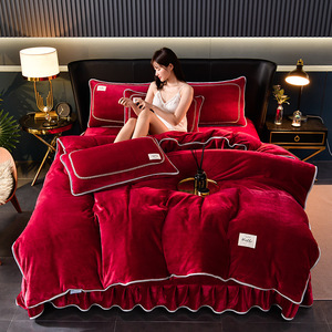 High Quality Plush <strong>Fluffy</strong>, Soft Polyester Micro Super Soft <strong>Double</strong> Side Mink Velvet Crystal Velvet 4 Piece <strong>Bedding</strong> Sets/ - Product Image 3
