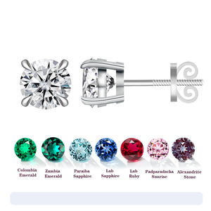 Clous d'Oreilles IGI 0.3ct 0.5ct 1ct DEF VS VVS en Diamants de Synthèse Taille Brillant Rond sur Or Blanc avec Fermoir à Vis - Product Image 4