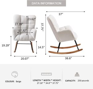 <span class=keywords><strong>Fauteuil</strong></span> à bascule moderne de luxe à dossier <span class=keywords><strong>haut</strong></span> <span class=keywords><strong>avec</strong></span> <span class=keywords><strong>fauteuil</strong></span> à bascule Teddy pour salon et chambre à coucher - Product Image 5