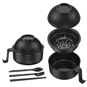 Ensemble de vaisselle personnalisé avec logo, bol à soupe, bol à céréales en plastique, bol à nouilles instantanées, bol à salade pour micro-ondes avec couvercle - Product Image 1