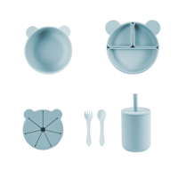 Plaque d'aspiration en silicone pour bébé Vente en gros sans Bpa Tasse pour bébé Eco Kids Divider Spoon Silicone Plats Set d'alimentation pour bébé
