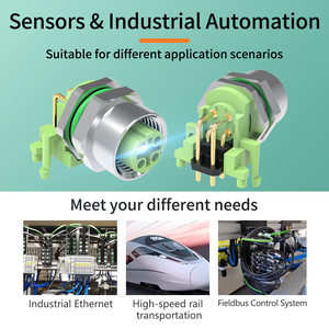 M12 kết nối D mã 4 pin điện tử Thông tư kết nối không thấm nước 90 độ lắp ráp nữ ổ cắm Bảng điều chỉnh gắn kết PCB kết nối - Product Image 5