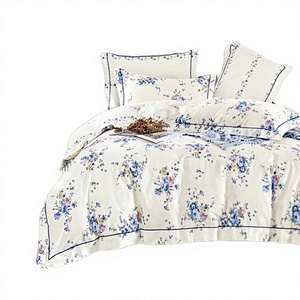 Parure de lit moderne en coton 100% tissé, motif végétal imprimé, avec housse de couette, drap-housse, taies d'oreiller et couettes, faible MOQ, toutes saisons - Product Image 2