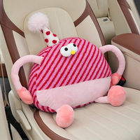 Coussin de voiture portable en peluche monstre de dessin animé mignon, haute qualité, luxueux, ajustement universel, accessoires intérieurs, jaune/bleu/rose