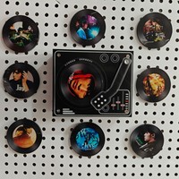 Kustomisasi Gambar Magnet Kulkas Kotak Musik Pemutar Piringan Hitam Stiker Akrilik Kulkas dengan NFC Putar Otomatis Lagu