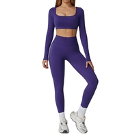 Ensemble de sport yoga sans couture respirant pour femme, taille haute évidée, extensible dans les quatre sens, séchage rapide, Spandex/Nylon