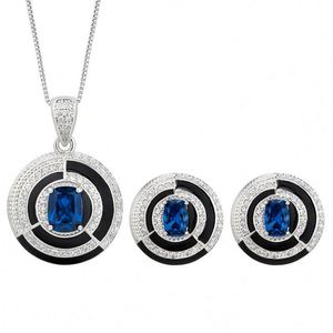 Huayoumei Ensemble Collier et Boucles d'Oreilles Élégant Bleu pour Femme, en Acier Inoxydable Argenté avec Zircon, Vente en Gros - Product Image 5