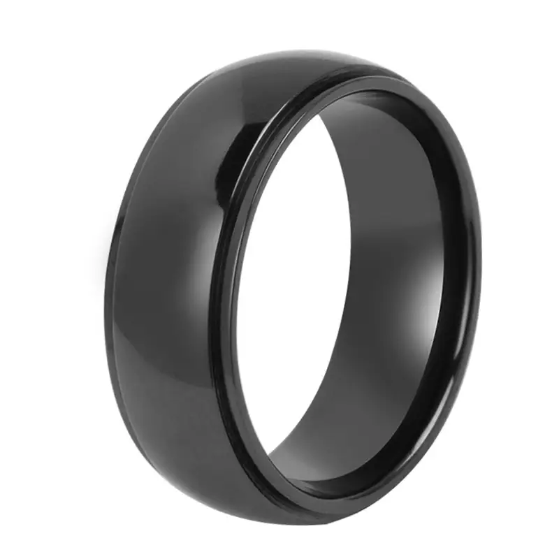 Оптовая продажа, черное циркониевое кольцо, 8 мм, сверхпроводник, обручальное кольцо, высокое полированное купольное мужское кольцо, ювелирные изделия, черное циркониевое кольцо