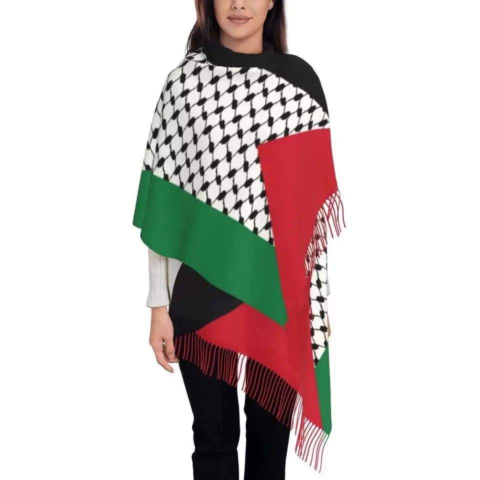 CCY Wholesale Arab Ladies Winter Soft Scarfs Shawl Wrap Palestine Flag Blanket Scarf Long Prayer Scarf