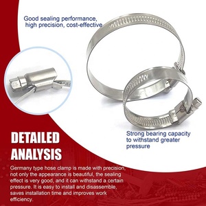 Abrazaderas para Mangueras y Tuberías de Acero Inoxidable Endurecido Estilo Alemán de Alta Calidad, Recubiertas de Zinc, 220 mm de Diámetro Interior, Garantía de 3 Años - Product Image 2