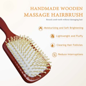 แปรงหวีผมไม้ไผ่ทรงกลมสำหรับผู้หญิงและผู้ชายแปรงขนไม้ไผ่สำหรับนวดเป็นของขวัญ - Product Image 6