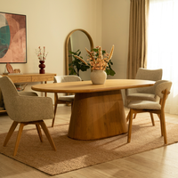 Table à manger en placage de bois MDF JJZ-011 moderne 1600 mm 6 places E2 ovale couleur personnalisée pour hôtel et maison, vente en gros de meubles