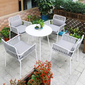 Sillas de cuerda tejidas de jardín ecológicas contemporáneas para patio y parque, muebles de comedor al aire libre - Product Image 1