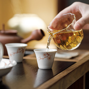 Guanlan Hand Painted Ceramic <b>Teacup</b> Porcelain Floral Design Kung Fu Tea Tasting Cup Single Cup Home Use - Product Image 2