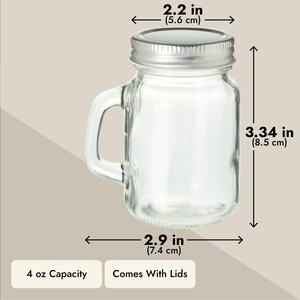 4 أونصة ماسون ، عبوات زجاجية صغيرة مزودة بمقابض للفنون والحرف اليدوية ، مشاريع تصنعها بنفسك - Product Image 3