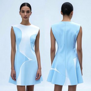 Kadınlar için özel A-Line Midi uzunluk yaz elbiseler nefes şifon kumaş rahat ofis ve balo parti giymek - Product Image 5