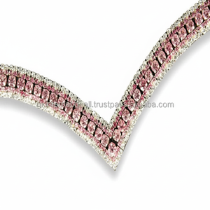 Bling Dressage Banda de cejas de cuero genuino con logotipo personalizado de cristal natural Uso de caballo Banda para cejas Venta Exportadores - Product Image 1