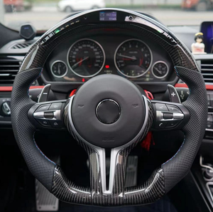 Volante de carreras para <span class=keywords><strong>BMW</strong></span> F15 M3 F30 M, luz LED de cambio de rendimiento deportivo, de fibra de carbono, motores OHC - Product Image 1