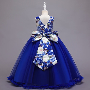 Vestido largo de tul floral rojo para niñas, estilo princesa, disfraz para actuaciones en escenario. - Product Image 2