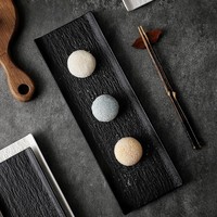 Plat allongé en porcelaine mate à grain de roche pour sashimi, desserts, tapas – Vente en gros pour restaurants