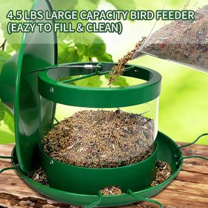 Mangeoire à oiseaux Oniya Green grande capacité, résistante aux intempéries, avec tuyau de drainage en PVC, anti-fourmis, suspendue, pour la décoration du jardin - Product Image 5