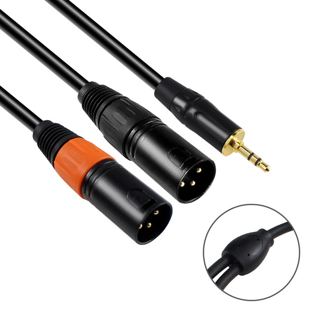 High Quality 3.5mm Trs to Dual Xlr Splitter Cable Gold Plated Dual Xlr to 3.5mm Trs Cable No Noise 3.5mm Trs Male to Male Xlr