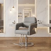 Fauteuil de Salon Métallique Simple Transfrontalier, Pivotant et Réglable en Hauteur avec Accoudoirs, Chaise de Barbier pour Permanente, Coloration et Coupe, Siège en Cuir