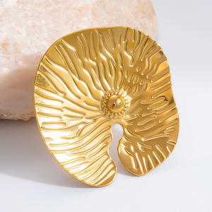 Stainless Steel Lotus Leaf <b>Ring</b> Gold Color Unisex Jewelry Gift Fashion <b>Rings</b> - Product Image 4