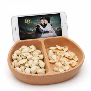 Casa di bambù Multi-Funzione di Elegante Scatola di Immagazzinaggio Snack 2 Reticolo Contenitore Con Il Telefono Del Supporto Slot Stand Piatto Piatto di Organizzare