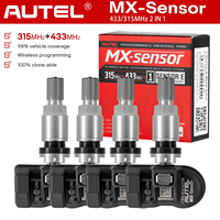 4 capteurs TPMS universels programmables Autel MX-Sensor 315 MHz + 433 MHz 2 en 1 en métal et caoutchouc
