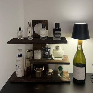 Wooden Desk Storage Rack 3 Tier Solid Wood Multi Layer Cosmetic Organizer Display <b>Shelf</b> For <b>Desktop</b> Use - Product Image 3