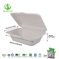 SUMKOKA Boîte alimentaire rectangulaire jetable biodégradable en bagasse de canne à sucre de 600 ml pour emballage alimentaire, en pâte de papier recyclée