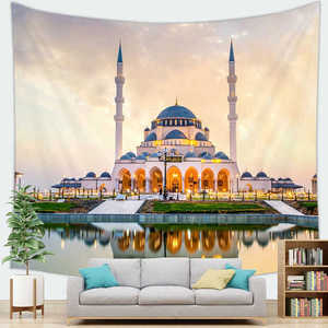 Tapiz colgante <span class=keywords><strong>de</strong></span> 150*100CM con diseño <span class=keywords><strong>de</strong></span> la <span class=keywords><strong>Casa</strong></span> del <span class=keywords><strong>Pintor</strong></span> para la decoración <span class=keywords><strong>de</strong></span> la fiesta islámica <span class=keywords><strong>de</strong></span> Eid Ramadan Mubarak XJ0287-A - Product Image 3