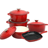 Ollas y Sartenes de Cocina Rojas Personalizadas al por Mayor, Cacerola de Hierro Fundido Esmaltado, Utensilios de Cocina de Hierro Fundido Esmaltado