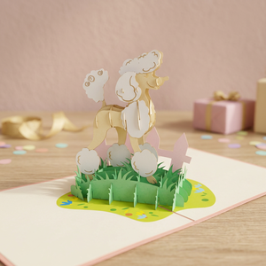 Wholesale Customized 3D Pop Card Poodle Dog <b>Handmade</b> Laser Cut <b>Paper</b> Crafts Home Decoration Best Seller Wedding Made Hanoi - Product Image 1