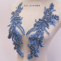 Décoration de luxe en dentelle, broderie de cristaux et strass pour vêtements, tissu en maille à motif floral 3D, accessoire de couture 5''+