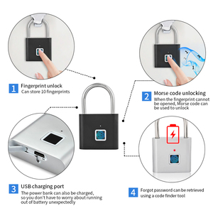 Khóa vân tay không cần chìa khóa có thể sạc lại với chức năng mở khóa bằng mã Morse khẩn cấp, ổ khóa hợp kim kẽm chống nước - Product Image 3