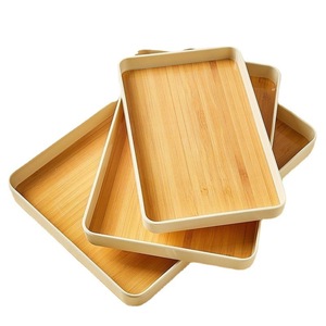 Scandinavian Style <b>Plastic</b> Tray Rectangle Faux Wood Grain Design For Dining <b>Table</b> Home Decor - Product Image 5