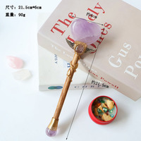 Sceptre Magique en Améthyste, Sceptre de l'Amour en Boule de Cristal, Sceptre Primaire en Cristal, Sceptre Magique en Cristal, Accessoire Décoratif