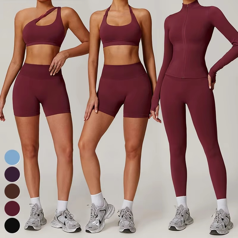 New Sportswear Seamless Knitted Workout Clothing Scrunch Butt Lift Sports Leggings 2 Piece Set Gym Fitness Yoga Sets For Women