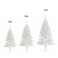 Arbres de Noël artificiels géants pliables, floqués blancs, pré-éclairés, avec support et décorations
