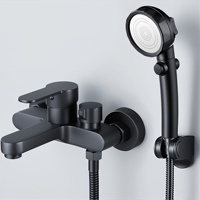 Robinet de douche monocommande en alliage de zinc à prix usine avec inverseur, montage mural 2 trous, noir mat, pour baignoire