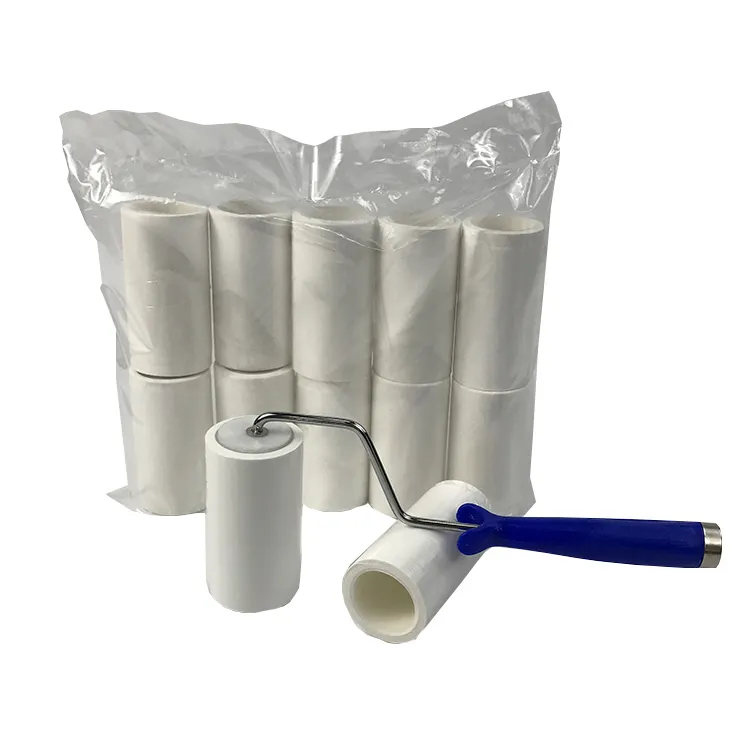 Industrial 4Inch Self Adhesive Cleaner Cleaning Lint Dust Cleanroom White PE Sticky Roller Refills