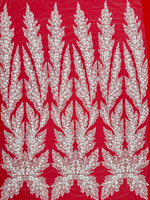 Nouvelle mode Émirats arabes unis Dubaï Tissu en dentelle de luxe Broderie artisanale Dentelle perlée avec paillettes Autriche Robe de mariée
