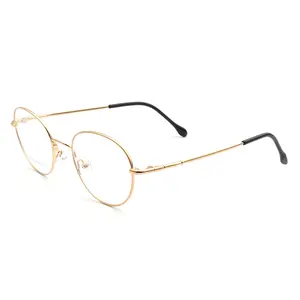 Hot Selling Stijlvolle Ronde Goud Geheugen Metalen Spektakel Bril Frames Voor Mannen Vrouwen