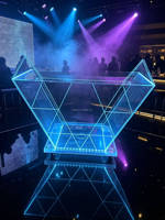 Table de DJ moderne en acrylique transparent avec éclairage LED RGB, cabine de DJ mobile pour bar, club, bar à domicile et salle à manger