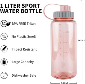 Bouteille d'eau en plastique portable, gourde de sport, tasse de voyage, bouteille d'eau classique pour adultes, pour le camping, la randonnée, avec couvercle - Product Image 3