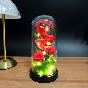 Roses réalistes sous cloche en verre, cadeaux <span class=keywords><strong>pour</strong></span> la Saint-Valentin Qixi, décoration intérieure, roses éternelles, fleurs préservées - Product Image 4