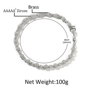 <span class=keywords><strong>Blues</strong></span> Hip Hop Bijoux 10mm Glacé Diamant Perle Collier Plein Pave Cz Pierre Argent Plaqué Boule Chaîne Collier - Product Image 6